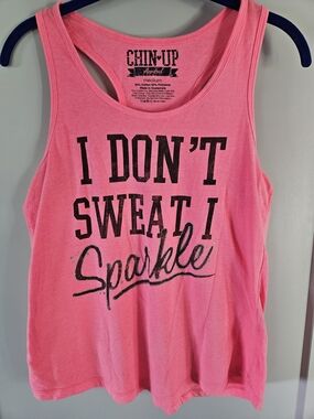 Chin-Up Apparel Pink 'I Don't Sweat I Sparkle' Tank